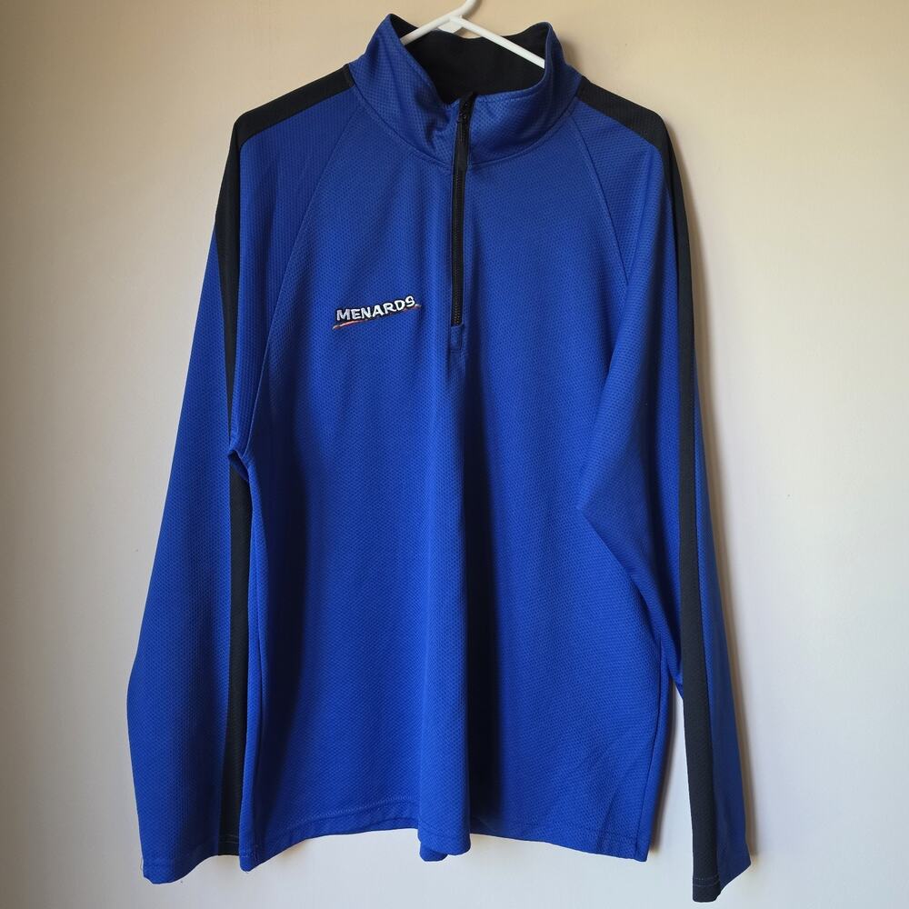 Menards Employee Shirt Unisex Size 3XL? Uniform 1/4 Zip Long Sleeve Blue Solid